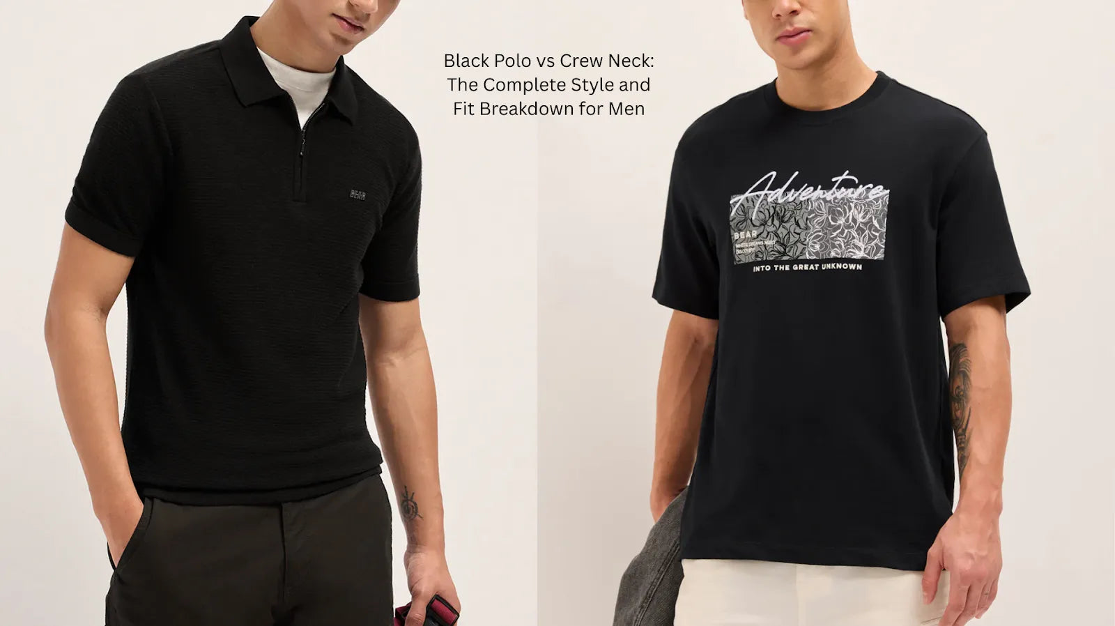 Black crew neck t-shirt styled with jeans for a casual outfit
