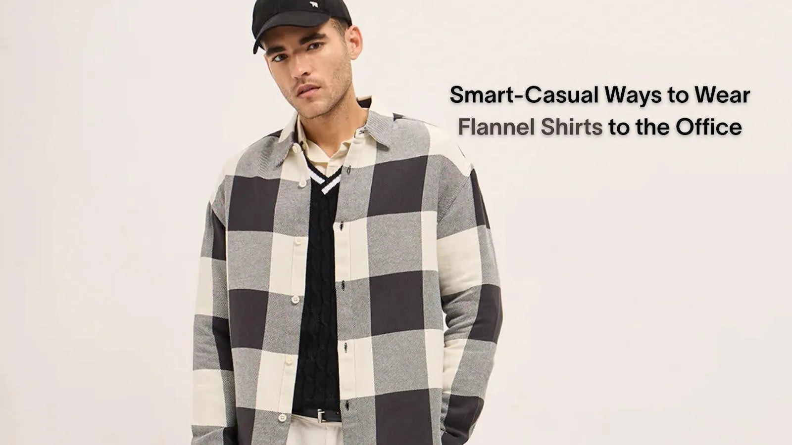 Business casual flannel shirt styled with chinos for office wear