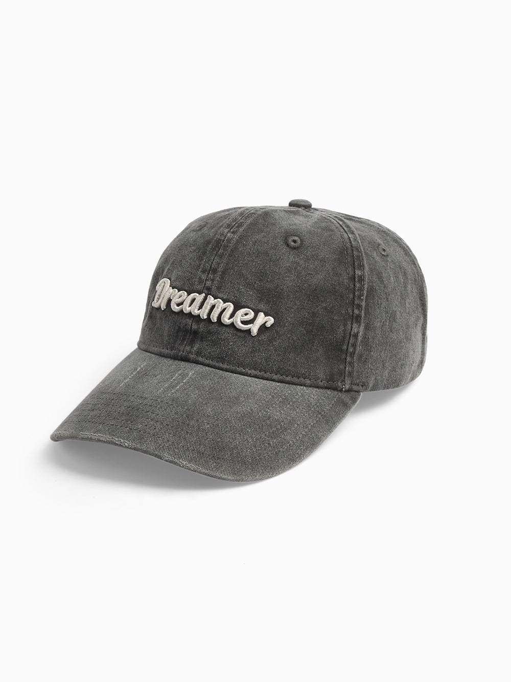 Men's Grey Dreamer Embroidered Cotton Baseball Cap by The Bear House
