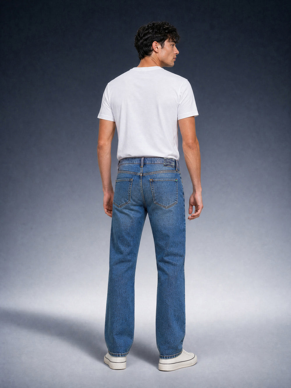 Bear Neo Mid Blue Mid-Rise Straight Fit Jeans by The Bear House