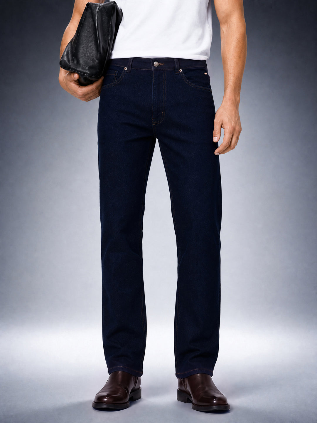 Bear Neo Dark Blue Mid-Rise Straight Fit Jeans by The Bear House