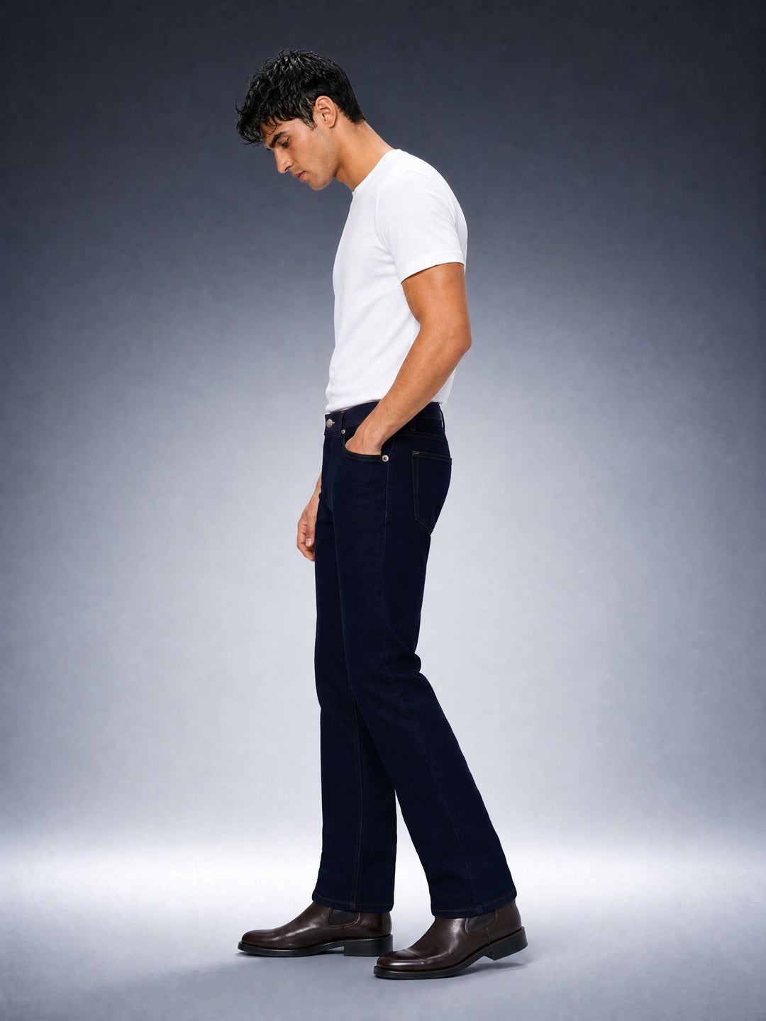 Bear Neo Dark Blue Mid-Rise Straight Fit Jeans by The Bear House