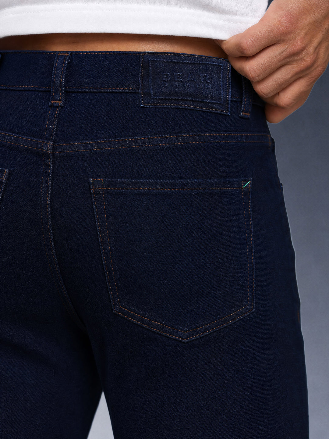 Bear Neo Dark Blue Mid-Rise Straight Fit Jeans by The Bear House