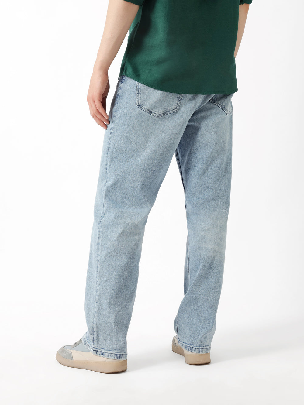 Light Blue Mid-Rise Relax Fit Jeans with Light Fade by The Bear House