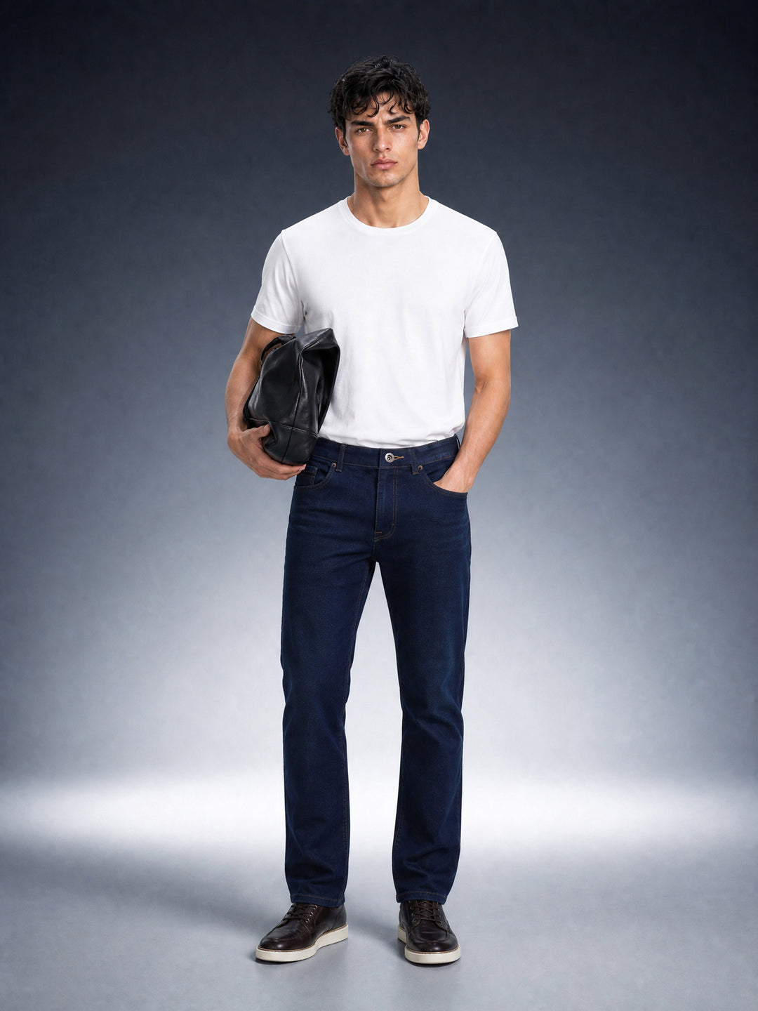 Bear Neo Dark Blue Mid-Rise Straight Fit Jeans by The Bear House