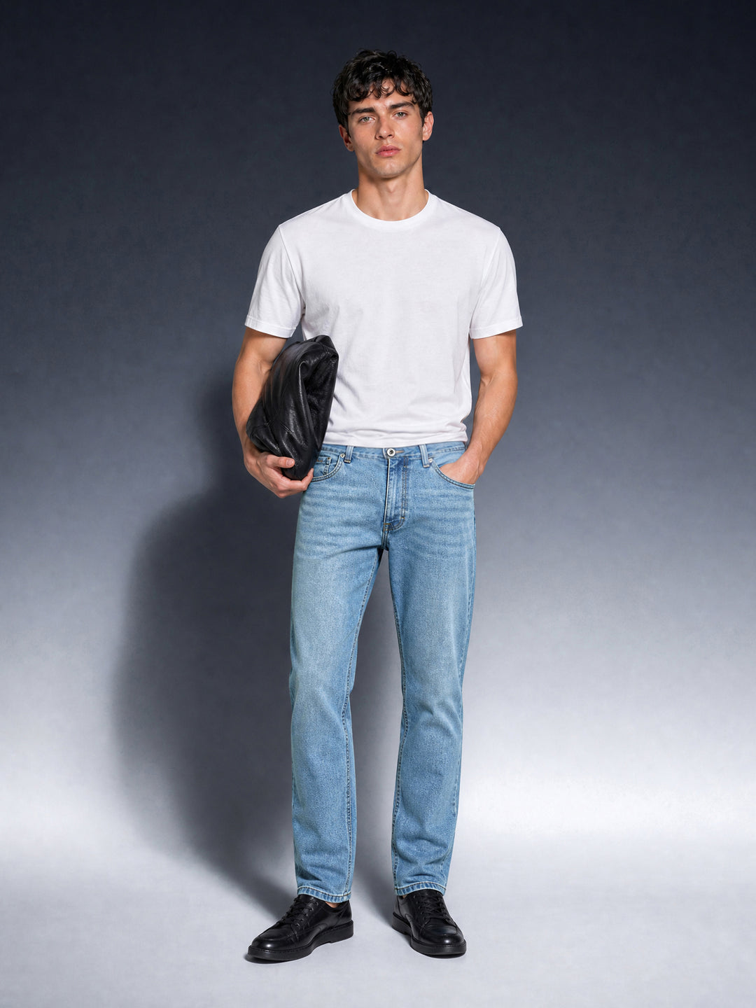 Bear Neo Light Blue Mid-Rise Straight Fit Jeans by The Bear House