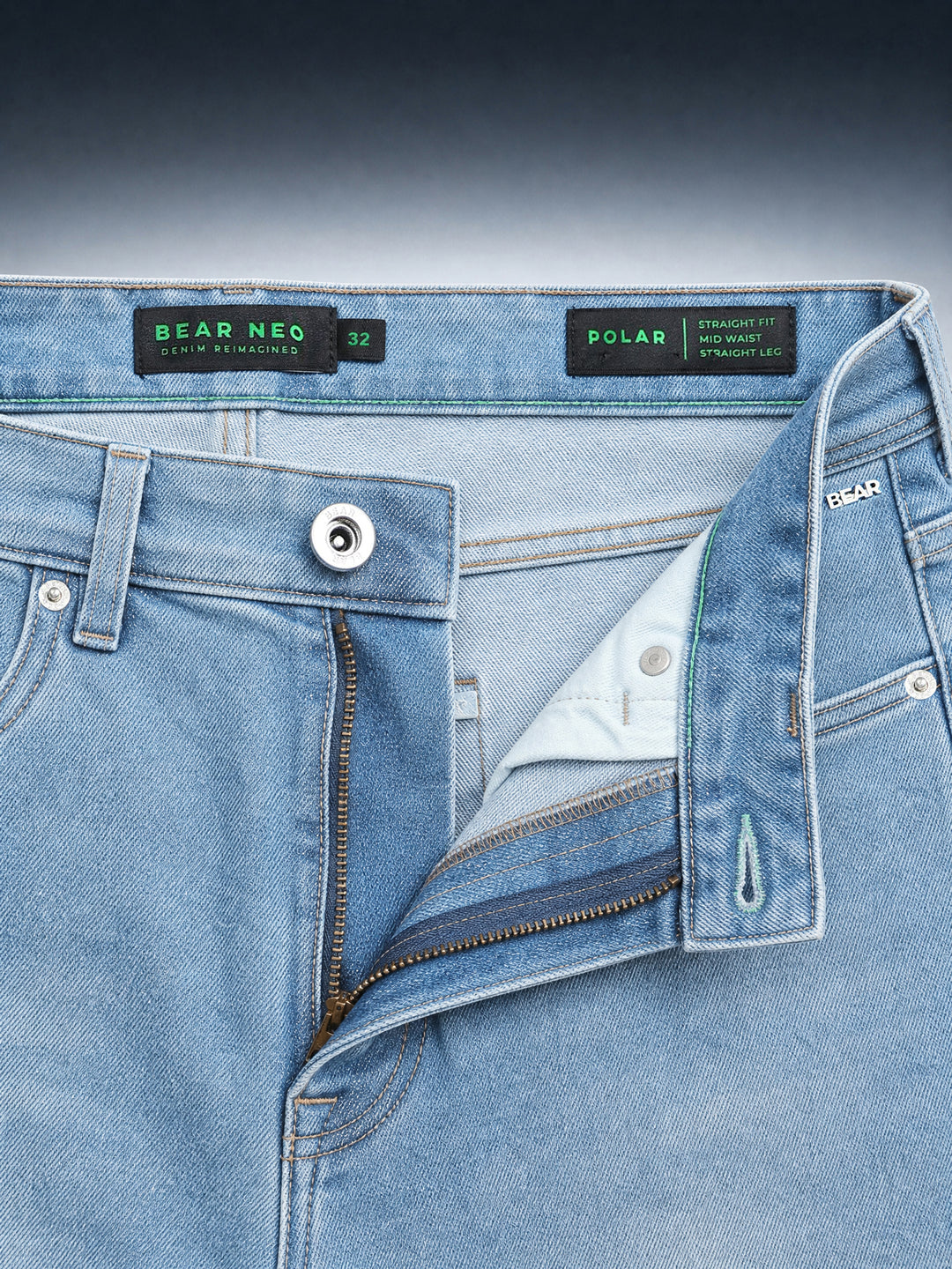 Bear Neo Light Blue Mid-Rise Straight Fit Jeans by The Bear House