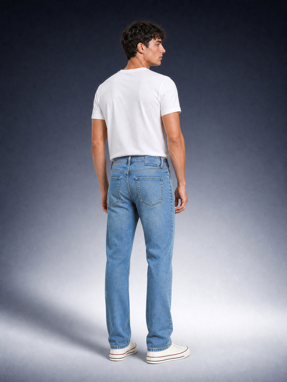 Bear Neo Mid Blue Mid-Rise Straight Fit Jeans by The Bear House