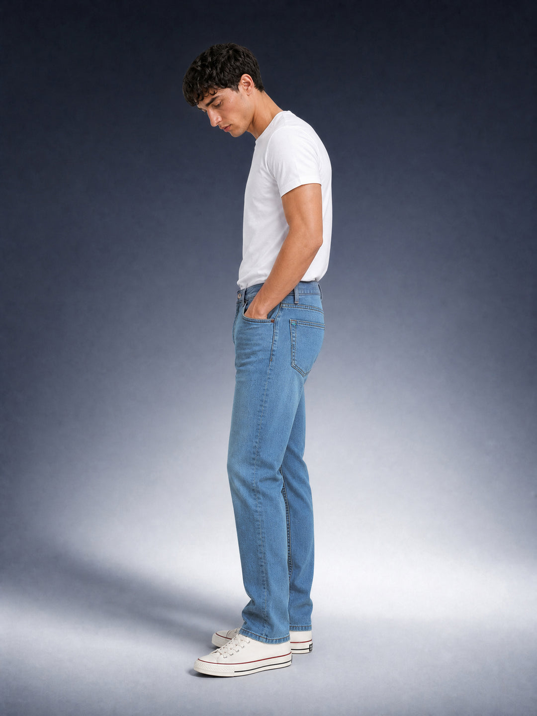 Bear Neo Mid Blue Mid-Rise Straight Fit Jeans by The Bear House