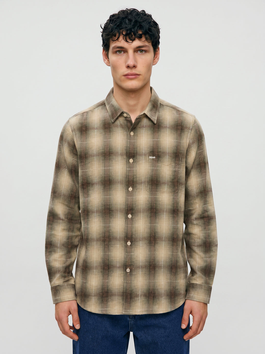 Olive Checked Regular Fit Casual Shirt by The Bear House
