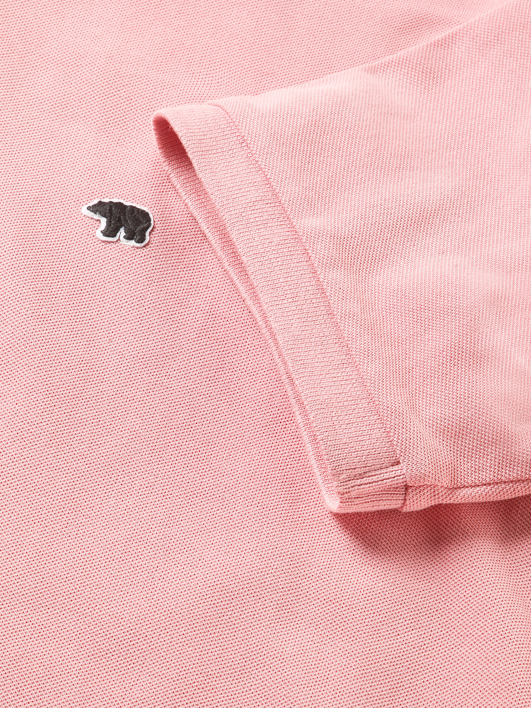 Men Pink Solid Slim Fit Polo Collar T-shirt by The Bear House