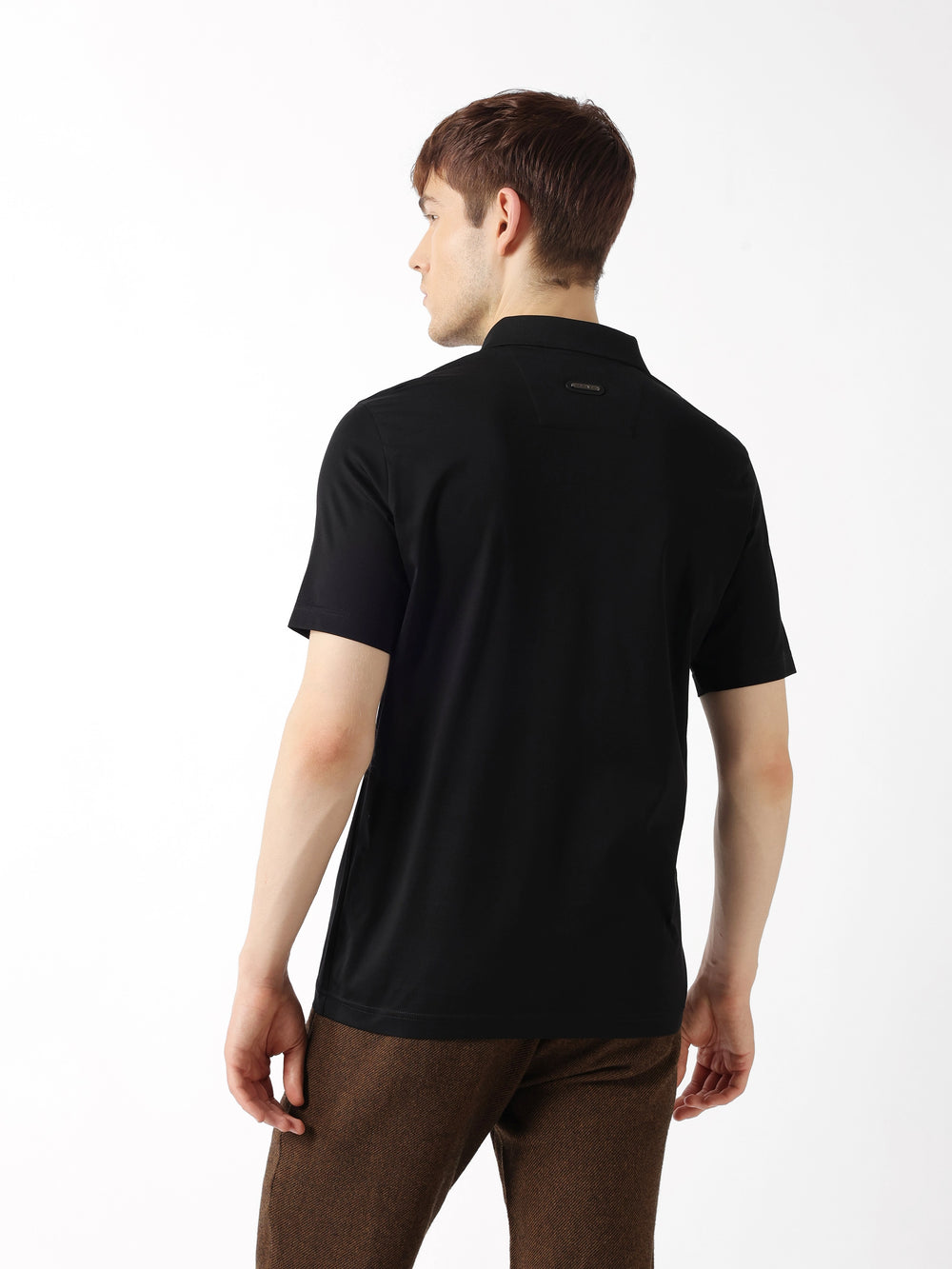 Black Elevated Solid Regular Fit Polo by The Bear House