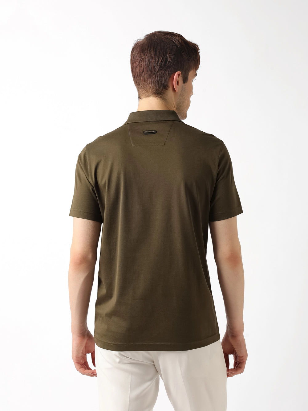 Dark Olive Elevated Solid Regular Fit Polo by The Bear House