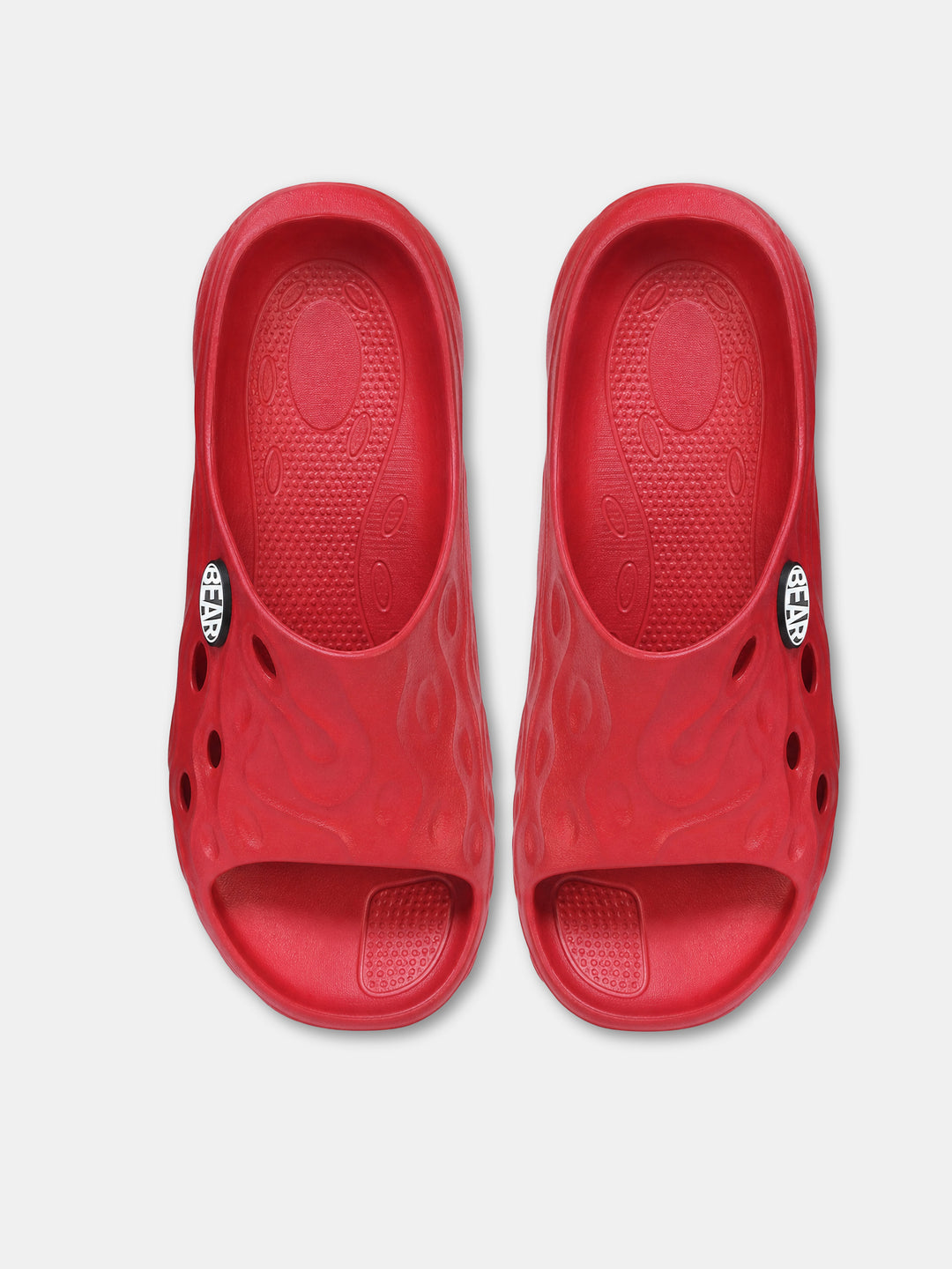 Red Textured Slip-On Casual Slides by The Bear House