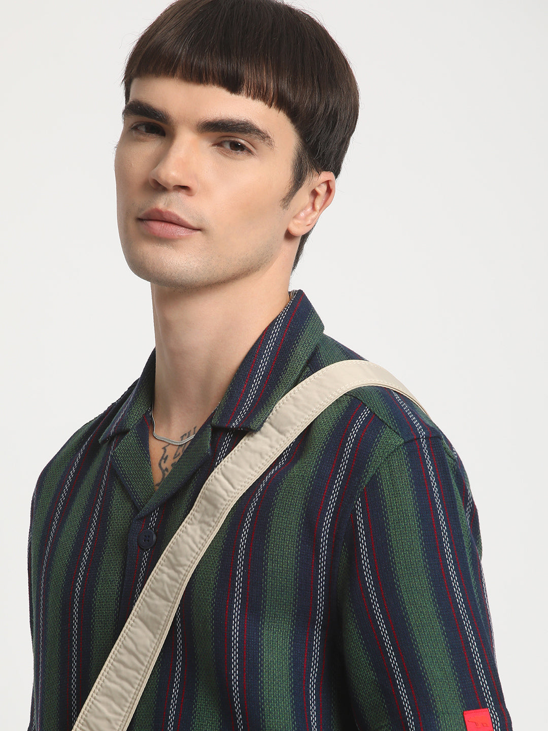 Men Multi-Colour Striped Regular Fit Cotton Casual Shirt by The Bear House