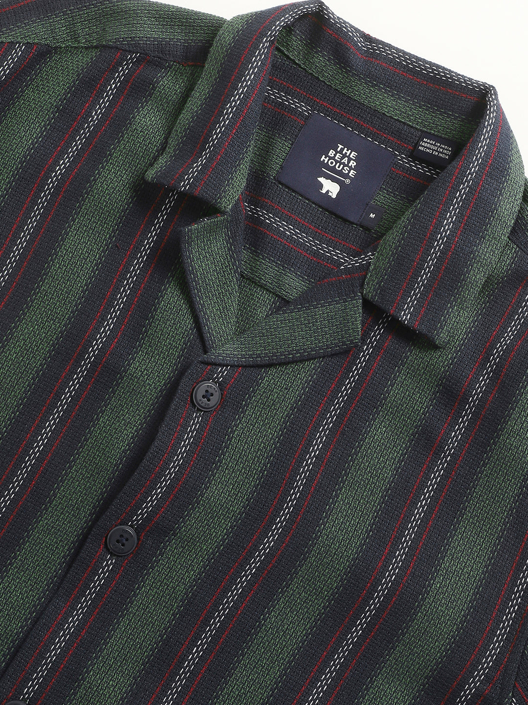 Men Multi-Colour Striped Regular Fit Cotton Casual Shirt by The Bear House