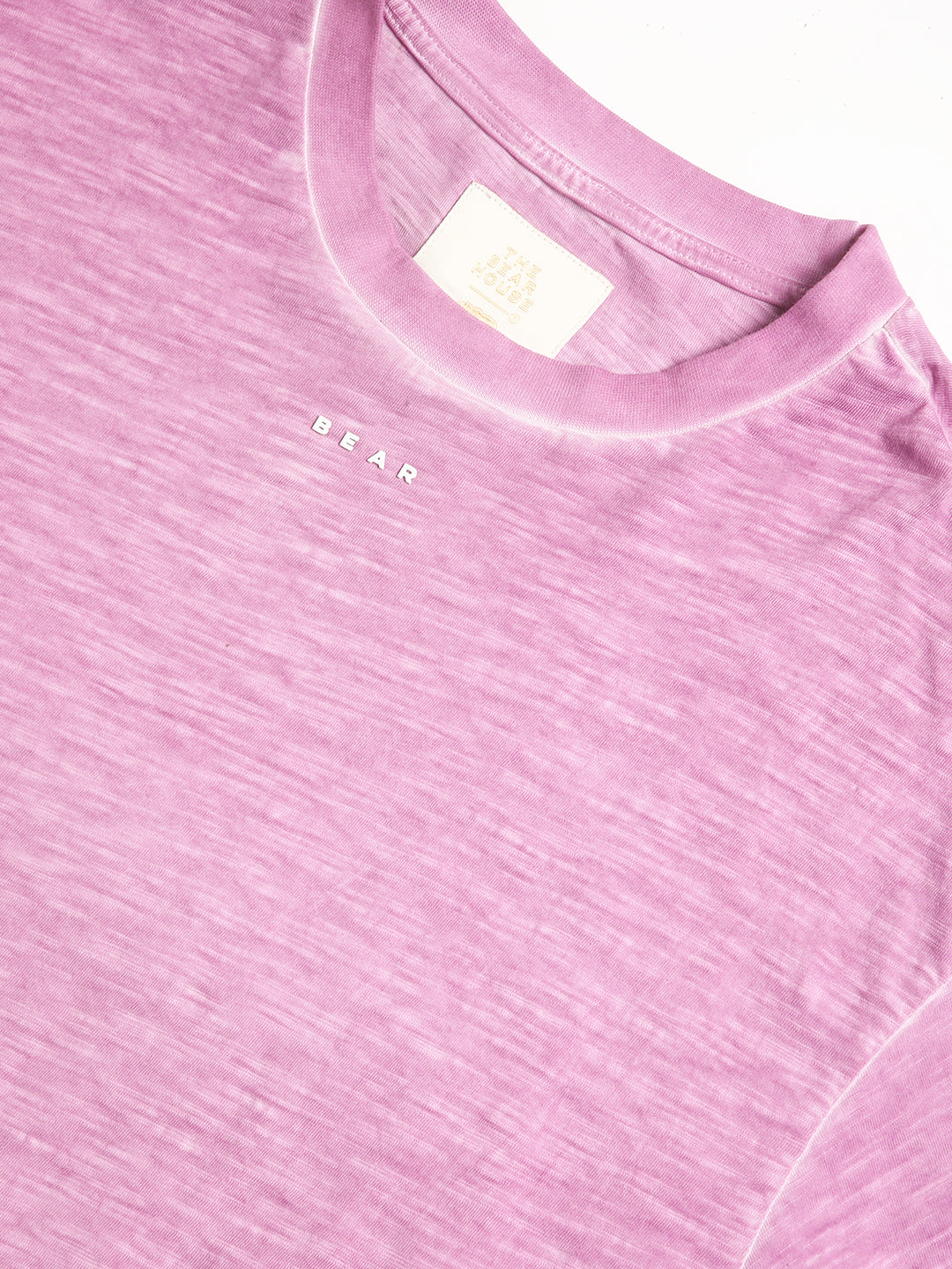 Men Pink Self Design Oversized Fit Round Neck T-shirt by The Bear House