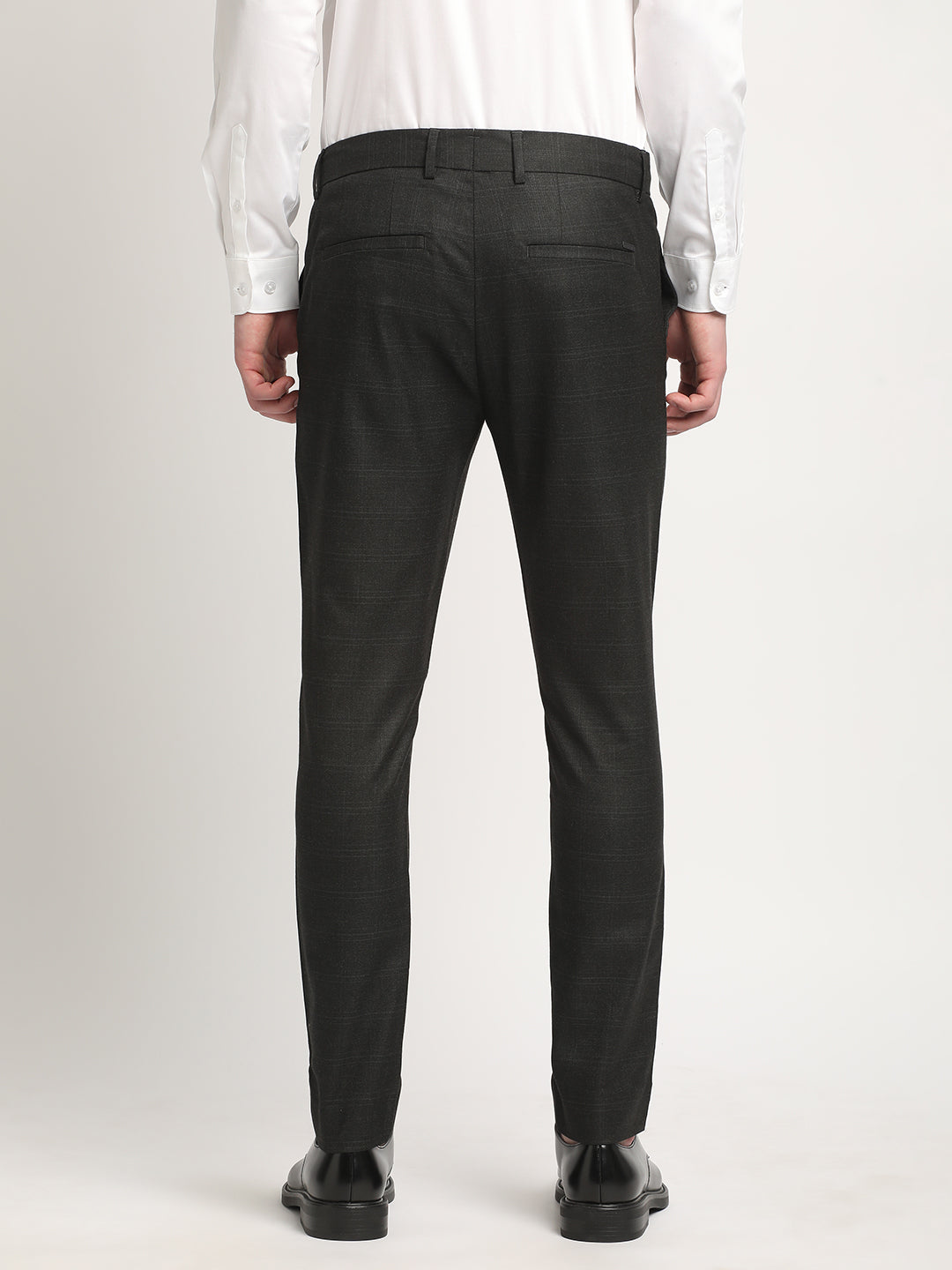Men Black Solid Slim Fit Polyester Blend Formal Trouser by The Bear House