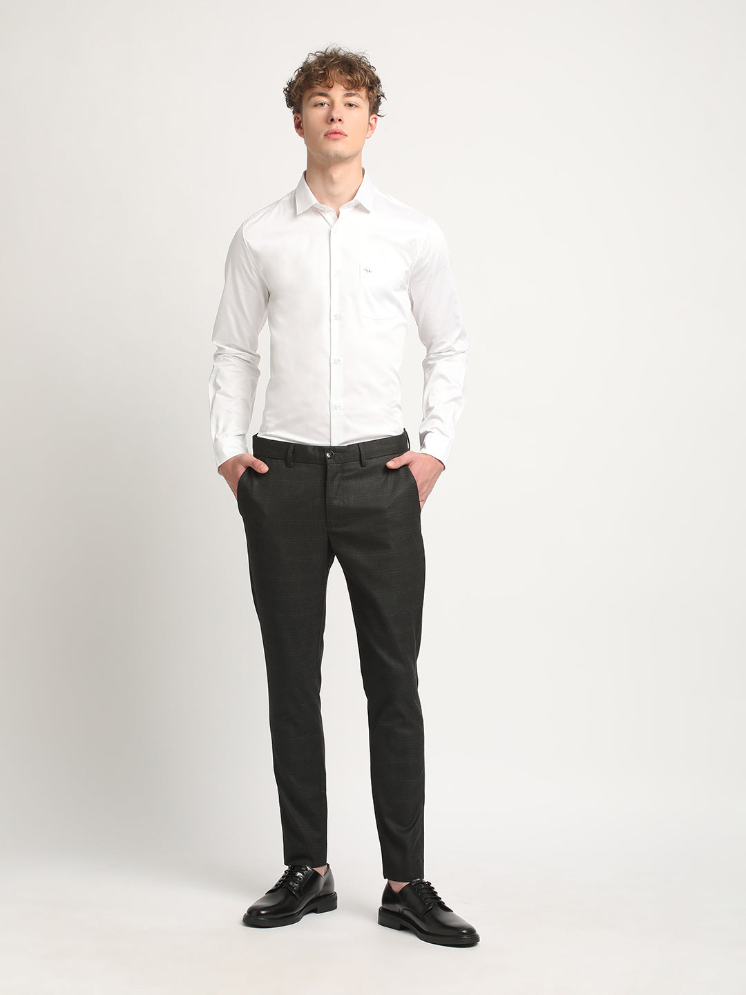 Men Black Solid Slim Fit Polyester Blend Formal Trouser by The Bear House