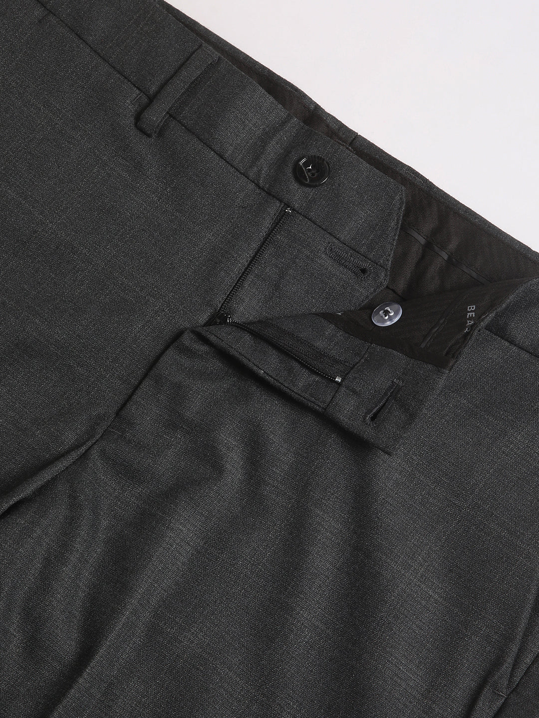 Men Black Solid Slim Fit Polyester Blend Formal Trouser by The Bear House