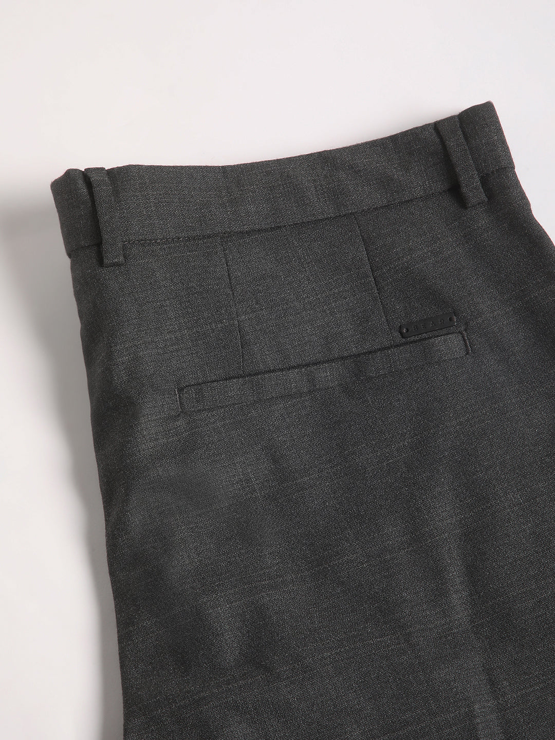 Men Black Solid Slim Fit Polyester Blend Formal Trouser by The Bear House