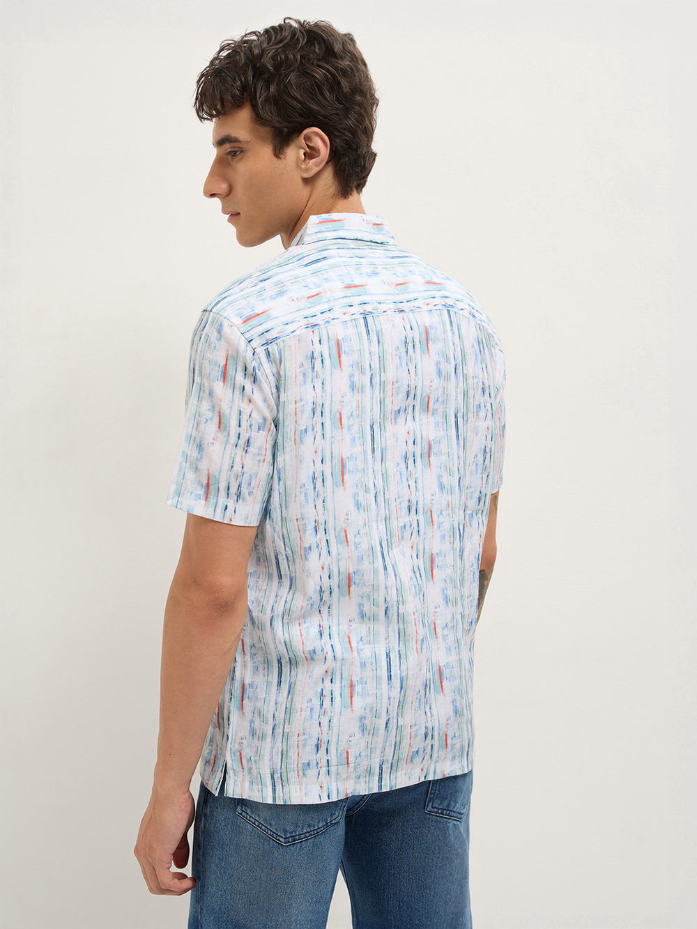 Multicolor Relax Fit Casual Shirt with Abstract Striped Print by The Bear House