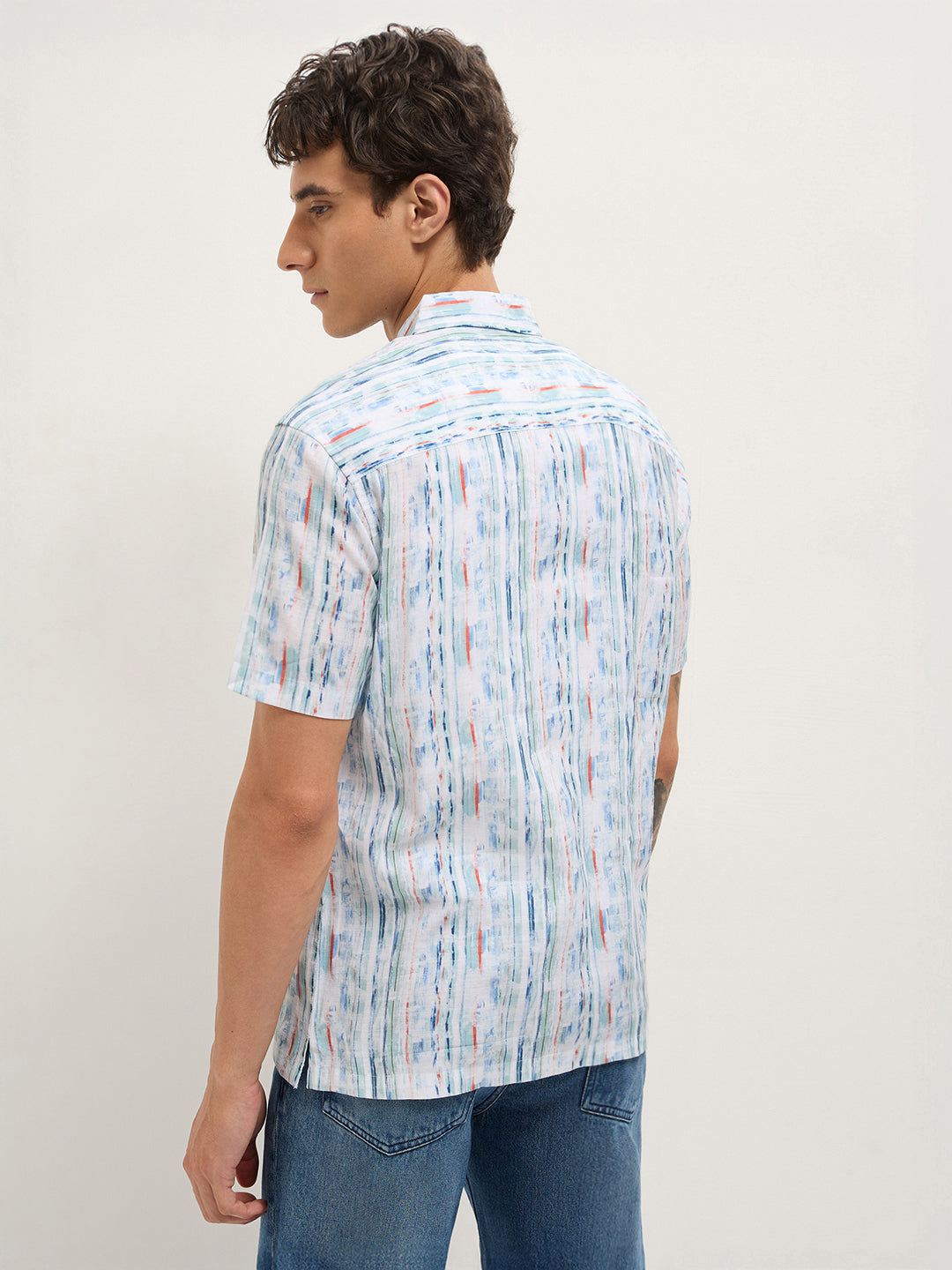 Multicolor Relax Fit Casual Shirt with Abstract Striped Print by The Bear House
