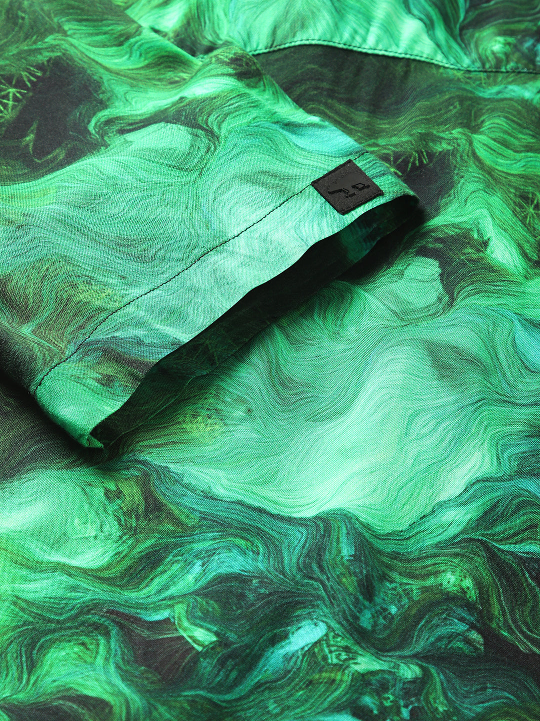 Men Green Printed Regular Fit Cotton Casual Shirt by The Bear House