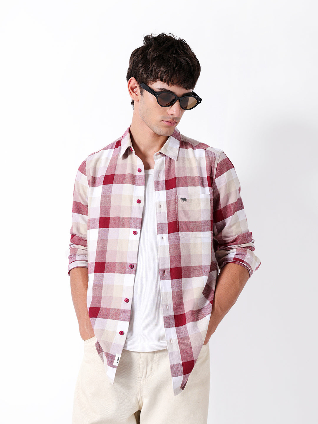 Multicolor Flannel Checked Slim Fit Casual Shirt by The Bear House