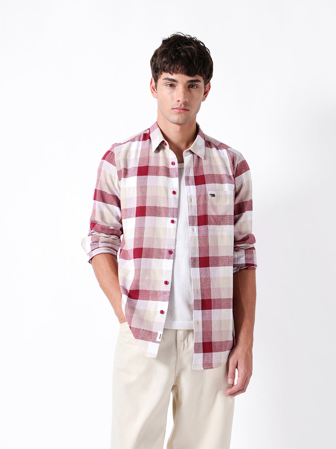 Multicolor Flannel Checked Slim Fit Casual Shirt by The Bear House
