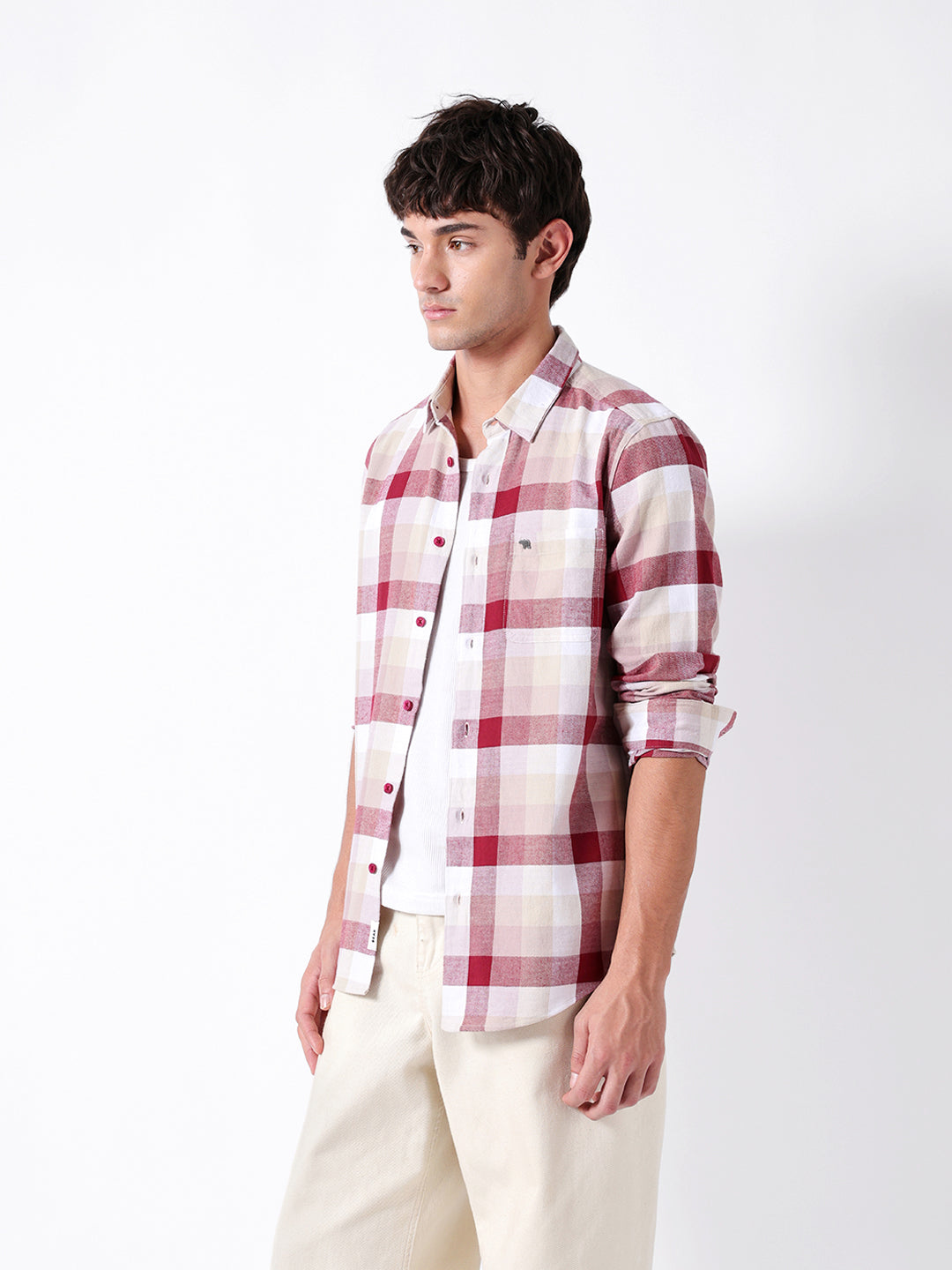 Multicolor Flannel Checked Slim Fit Casual Shirt by The Bear House