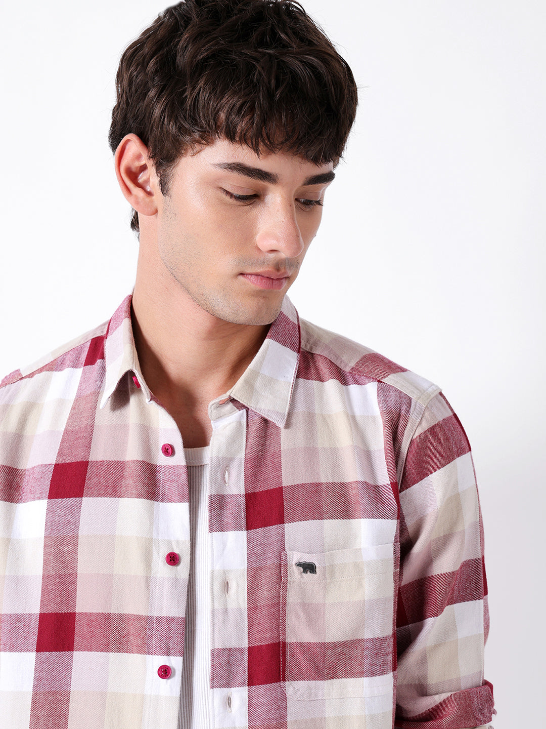 Multicolor Flannel Checked Slim Fit Casual Shirt by The Bear House