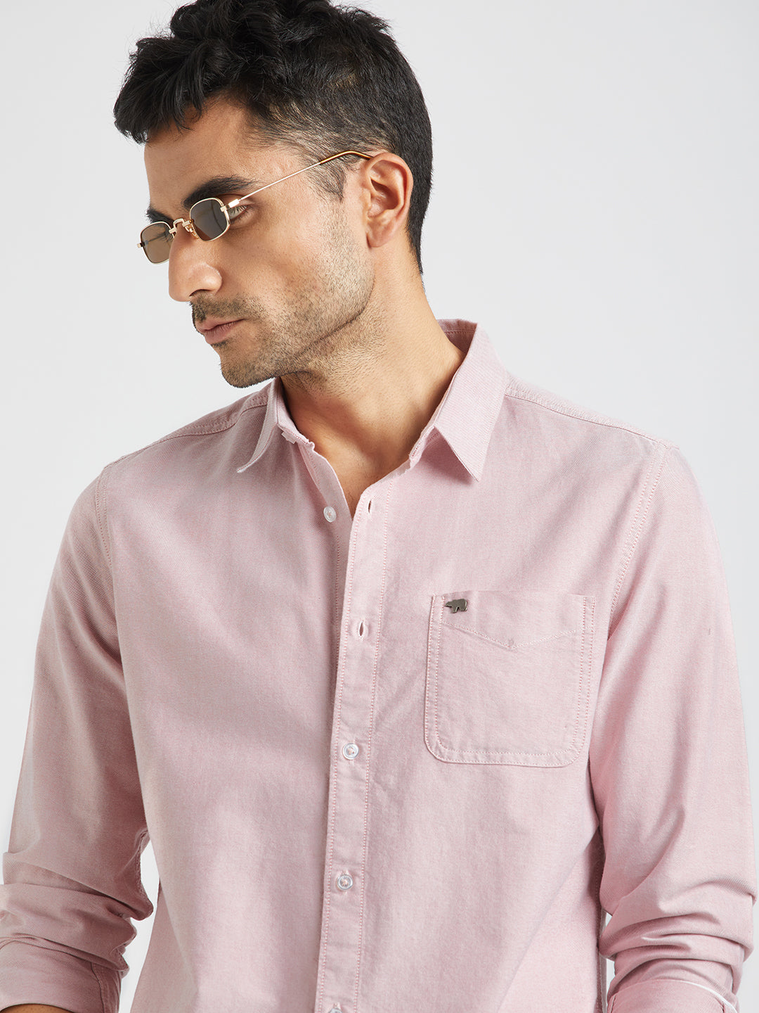 Kagin - Men Pink Solid Slim Fit Cotton Casual Shirt | The Bear House