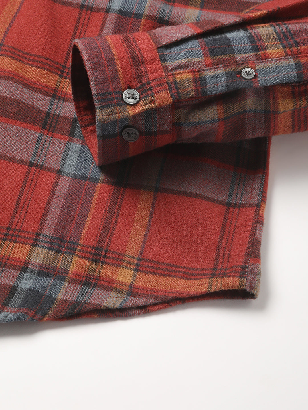 Men Rust Checked Slim Fit Flannel Cotton Casual Shirt by The Bear House