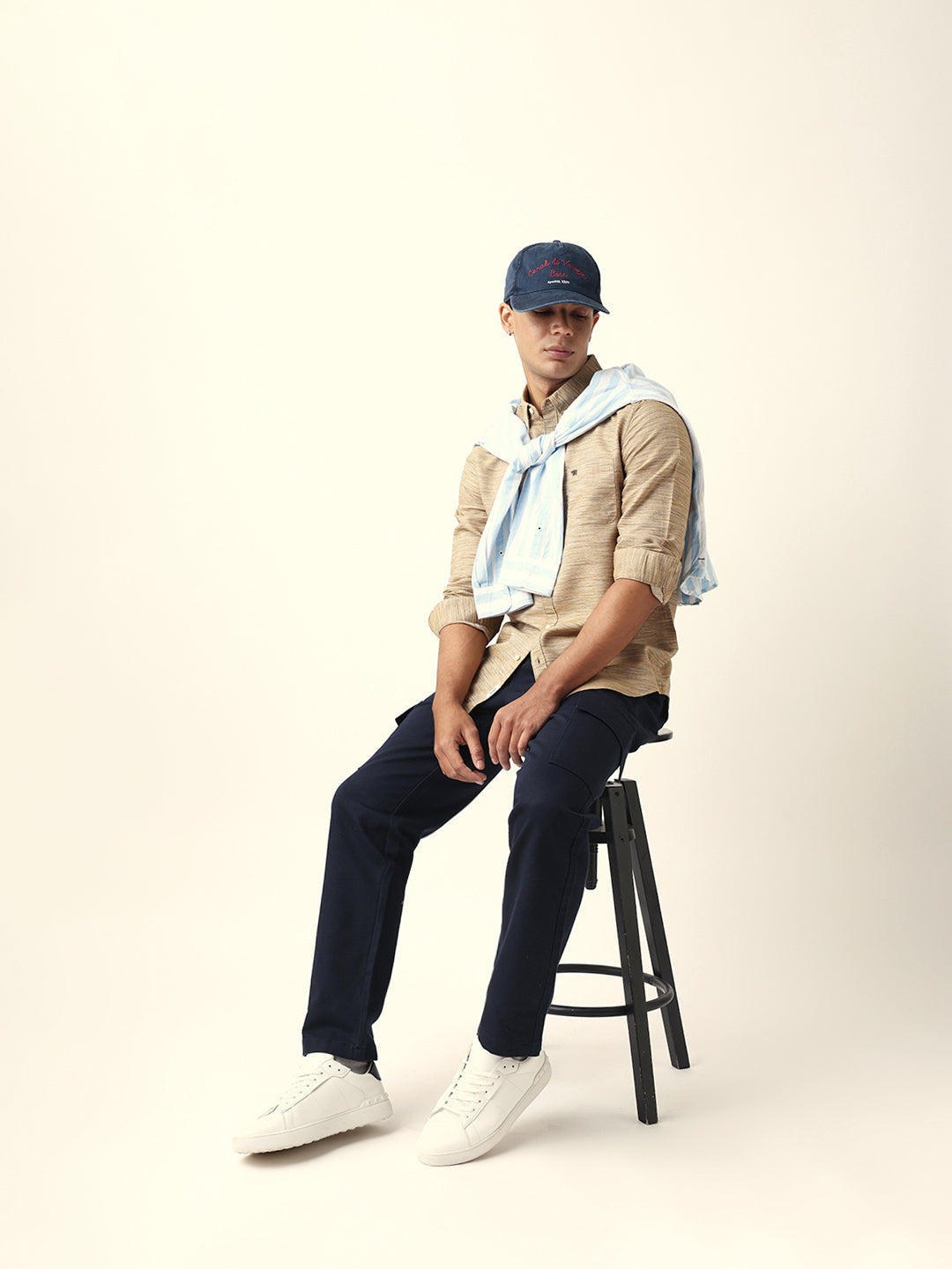 Brown Mélange Textured Slim Fit Casual Shirt by The Bear House