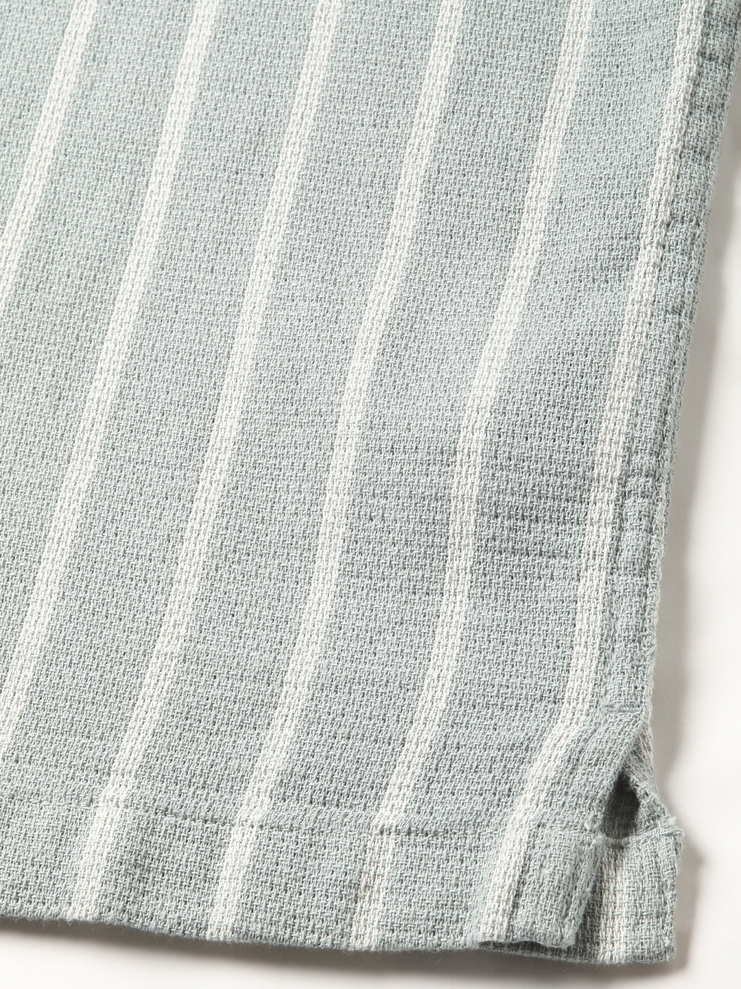 Men's Green Striped Regular Fit Casual Shirt by The Bear House