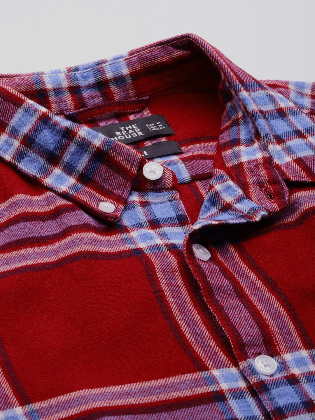 Men Red Checked Slim fit Cotton Casual Shirt by The Bear House