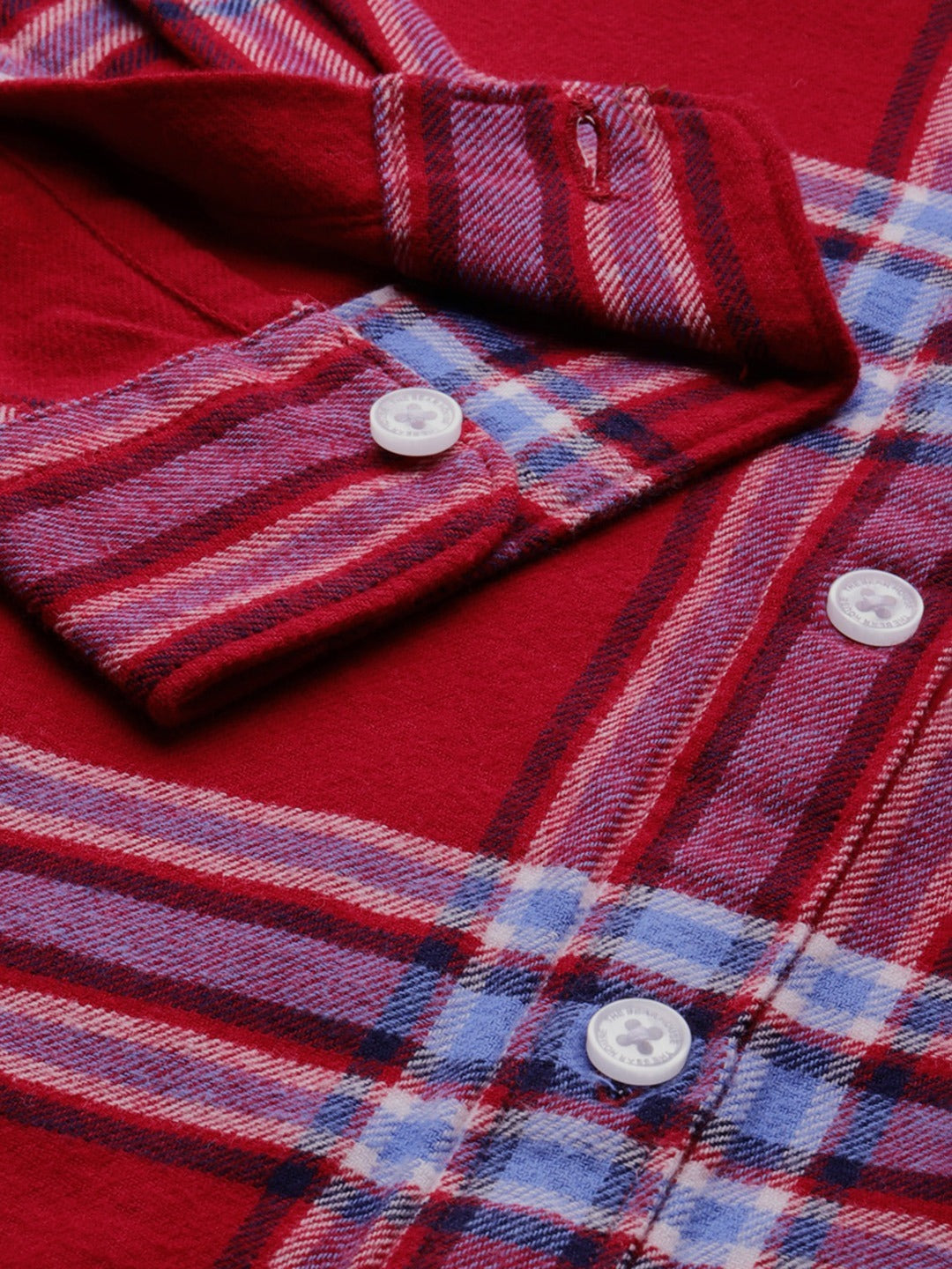 Men Red Checked Slim fit Cotton Casual Shirt by The Bear House