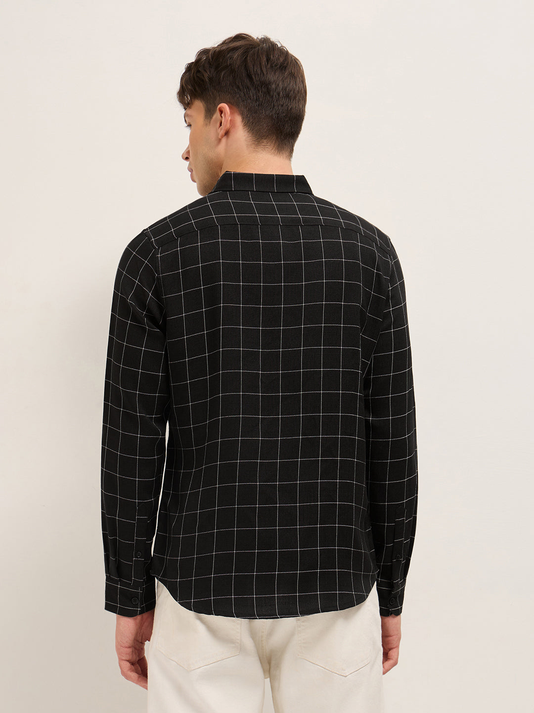 Black Block Checks Slim Fit Casual Shirt by The Bear House