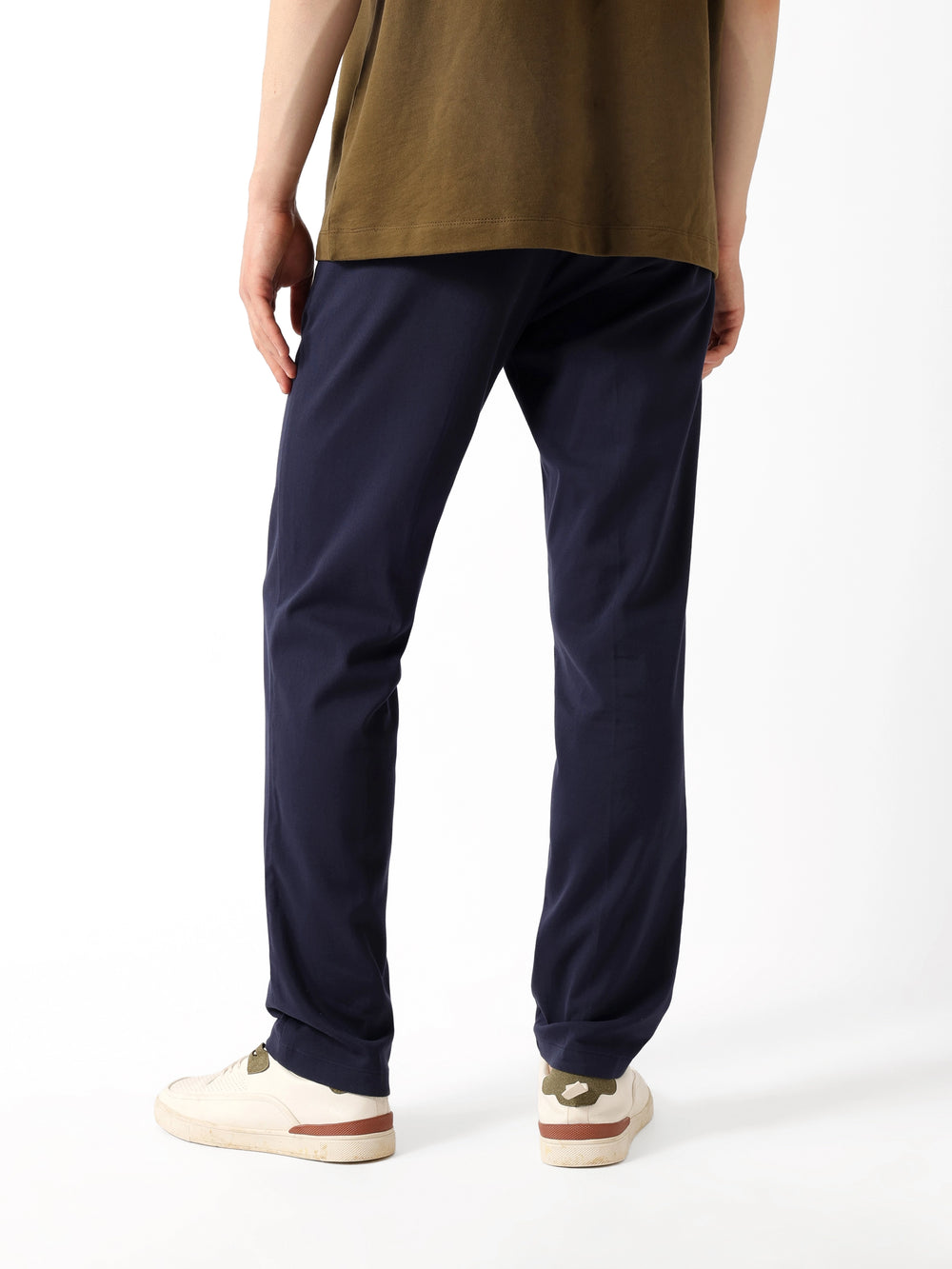 Blue Solid Elevated Regular Fit Casual Trousers by The Bear House