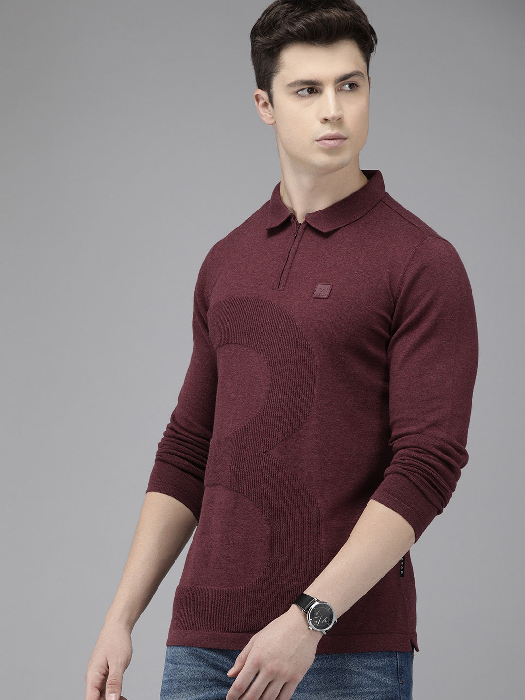 Ardor Edition Men Maroon Slim fit Pure Cotton Polo Collar T-shirt by The Bear House