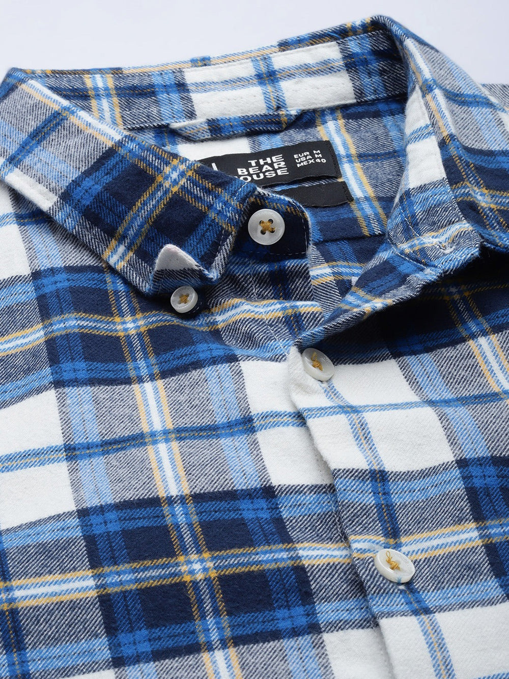 Men Slim Button-down Flannel Shirt by The Bear House