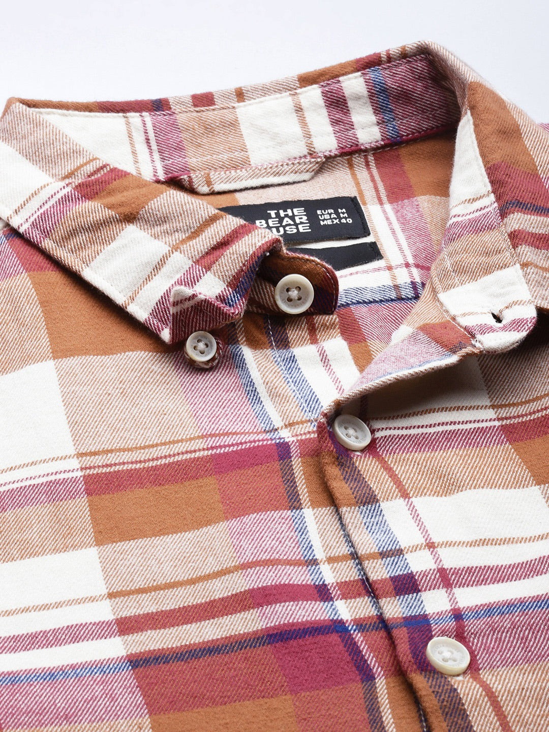Men Slim Button-down Flannel Shirt by The Bear House